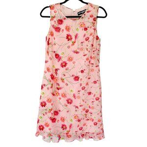 Karl Lagerfeld Womens Sleeveless Dress Size 6 Lined Pink Floral Elegant